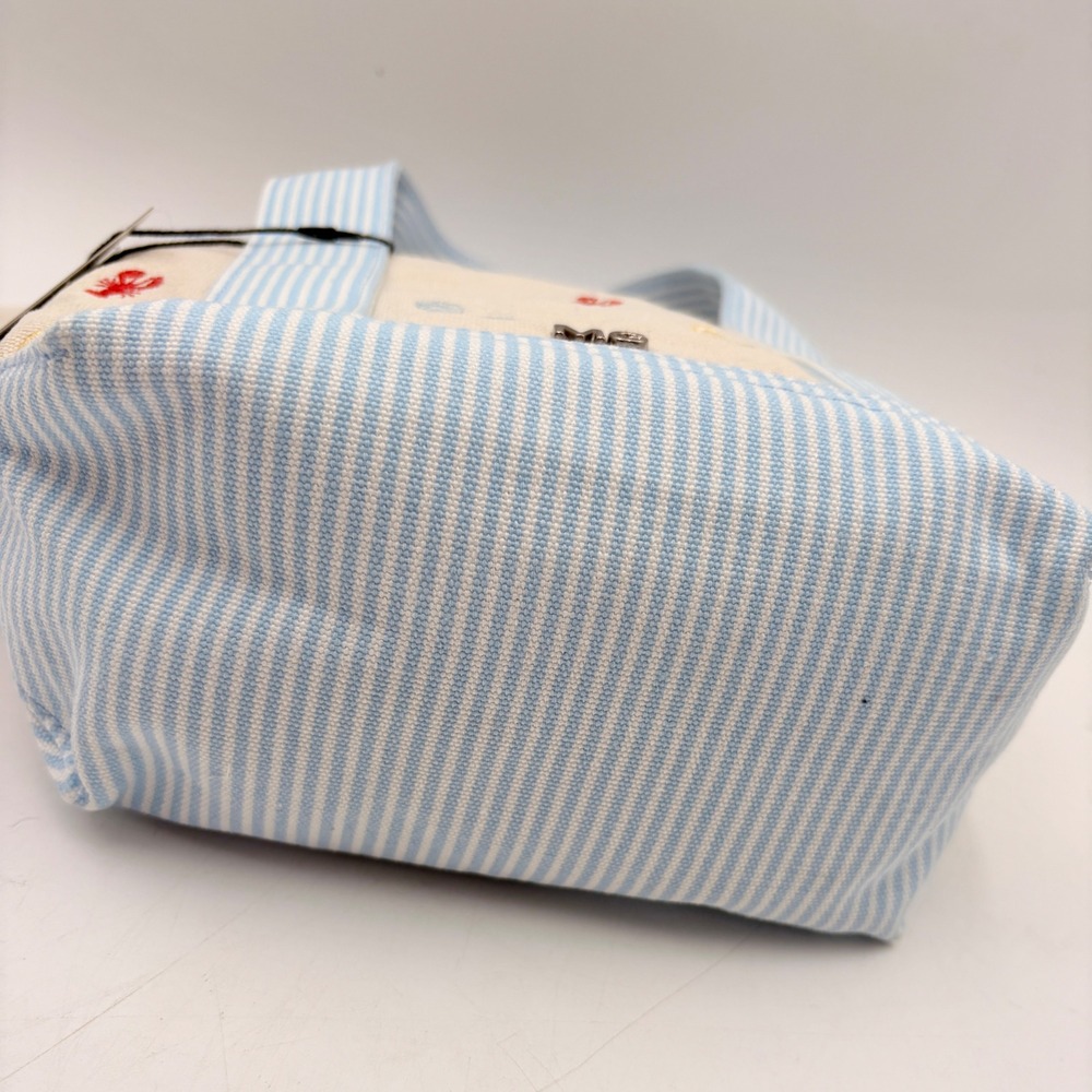 Madden Girl Nautical Canvas Mini Tote Bag Lobster Oyster Lemon Embroidery Blue - Picture 7 of 13